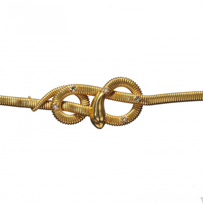 Italian Pearl Emerald and Gold Gaspipe Snake Bracelet - Moira Fine ...