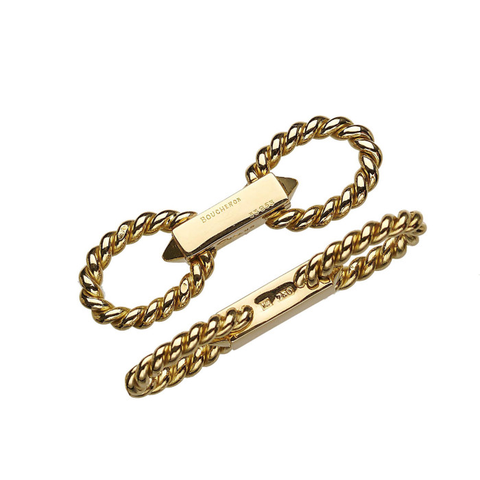 Vintage Boucheron Gold Twisted Rope Cufflinks, with Case, Circa 1985