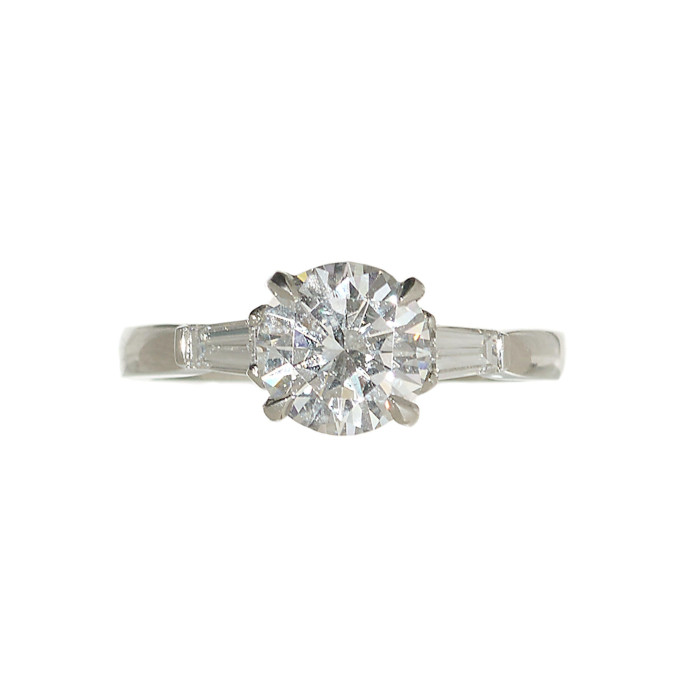 Modern Diamond and Platinum Solitaire Ring, 1.55 Carats