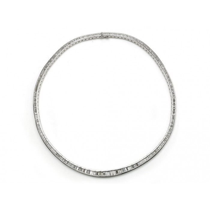 Modern Baguette Diamond and Platinum Necklace, 20.00ct