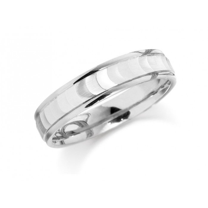 Overlapping Coin or Half Moon 18ct White Gold Wedding Ring 6mm
