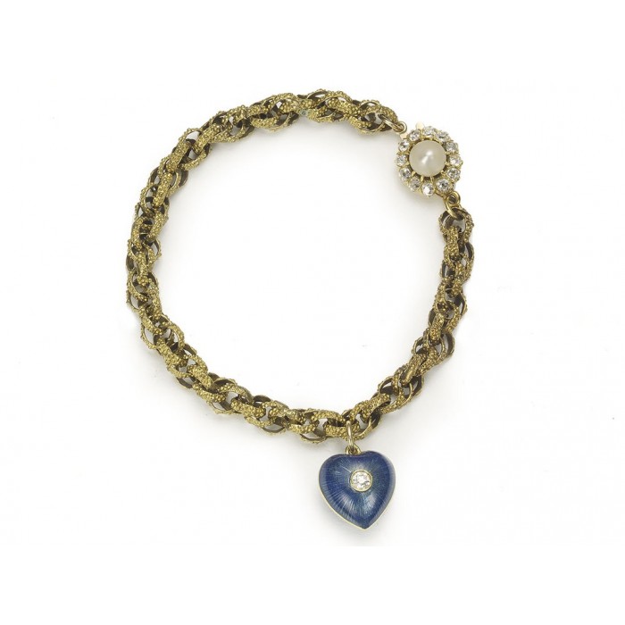 Antique Gold Heart Charm Bracelet