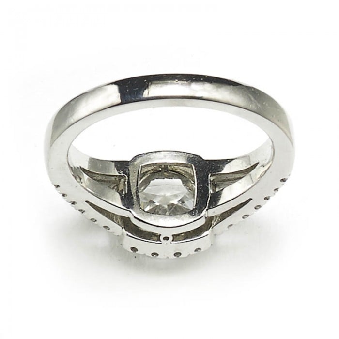 1.01ct D SI1 Cushion Diamond and Platinum Cluster Ring