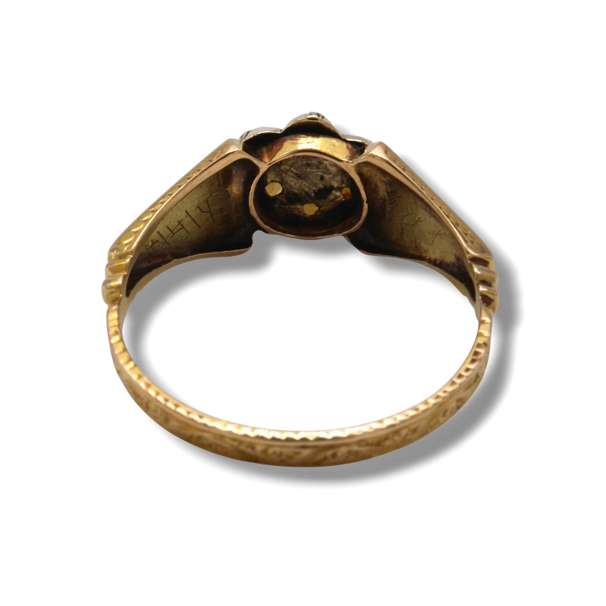 Victorian 15ct Gold, Pearl and Enamel Mourning Ring, 1868