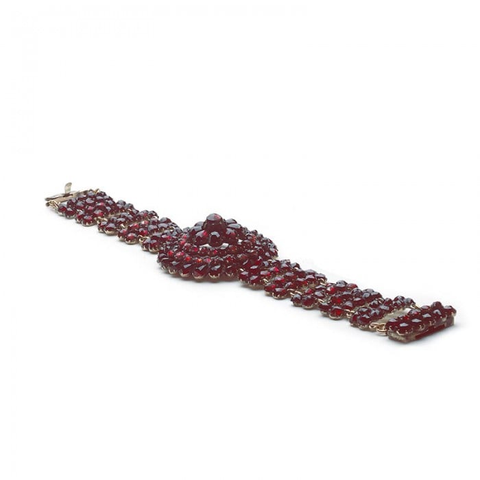 Antique Bohemian Garnet and Silver Bracelet, Circa 1900