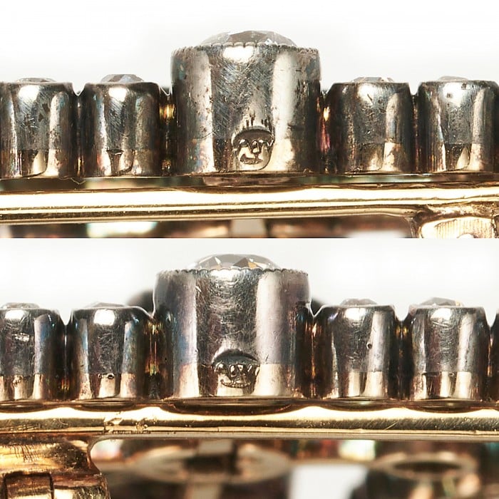 Antique Diamond and Silver Upon Gold Buckle Brooch, Circa 1890