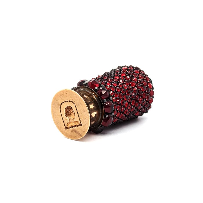 Antique Garnet, Silver and Gold Desk Seal, Circa 1850