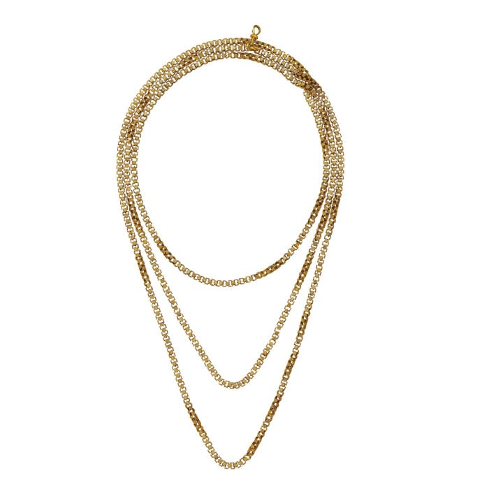 Antique Maltese Gran Spinat 18ct Gold Stars Link Long Chain, Circa 1830