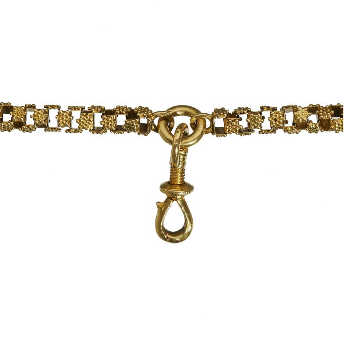 Antique Maltese Gran Spinat 18ct Gold Stars Link Long Chain, Circa 1830