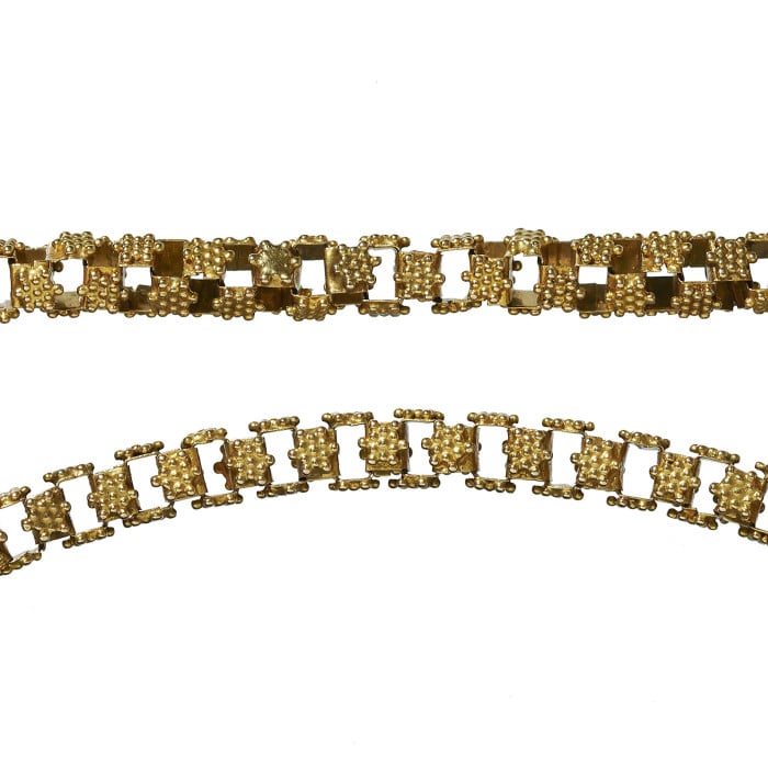 Antique Maltese Gran Spinat 18ct Gold Stars Link Long Chain, Circa 1830