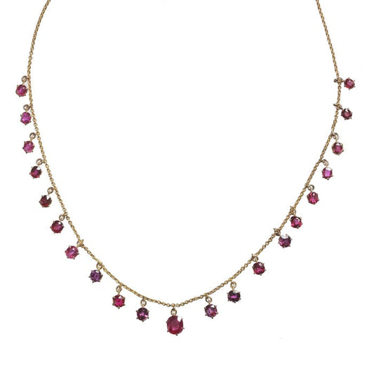 Antique Ruby and Gold Fringe Necklace, Circa 1920