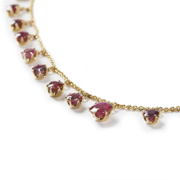 Antique Ruby and Gold Fringe Necklace, Circa 1920