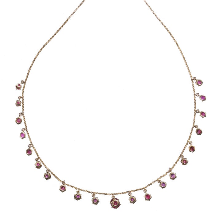 Antique Ruby and Gold Fringe Necklace, Circa 1920