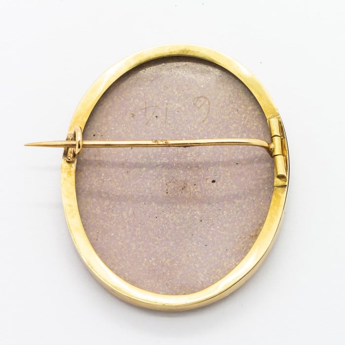 Antique Swiss Enamel and Gold Mountain Scene Brooch, Circa 1840