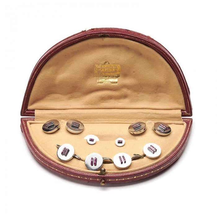 Art Deco Cartier Ruby and Platinum Dress Set, Circa 1930