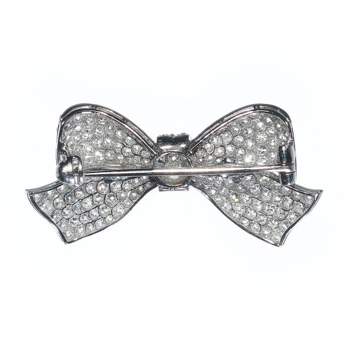 Art Deco Diamond and Platinum Bow Brooch, Circa 1925
