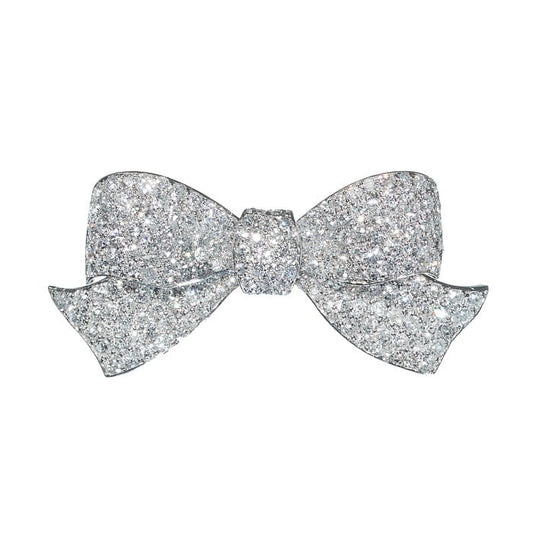 Art Deco Diamond and Platinum Bow Brooch, Circa 1925