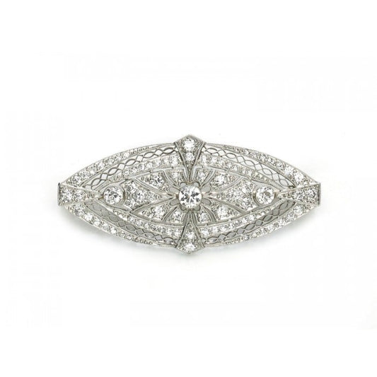 Art Deco Diamond and Platinum Brooch, Circa 1925