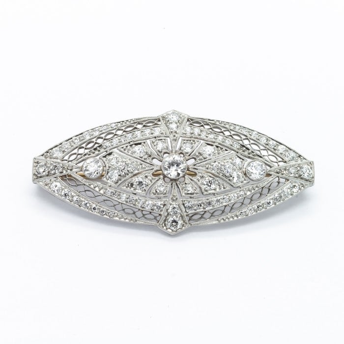 Art Deco Diamond and Platinum Brooch, Circa 1925
