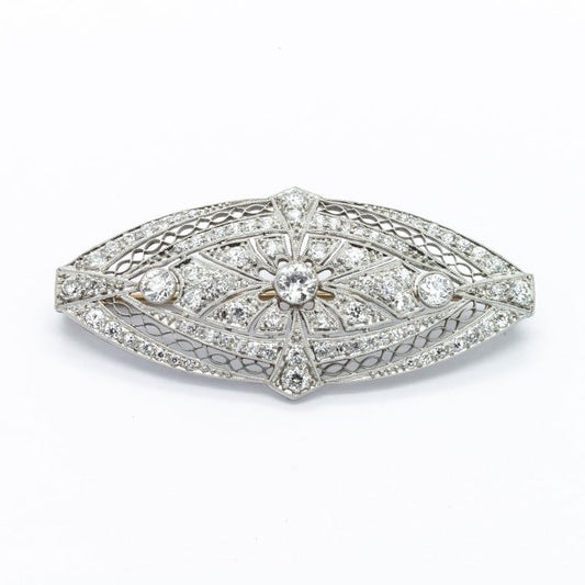 Art Deco Diamond and Platinum Brooch, Circa 1925