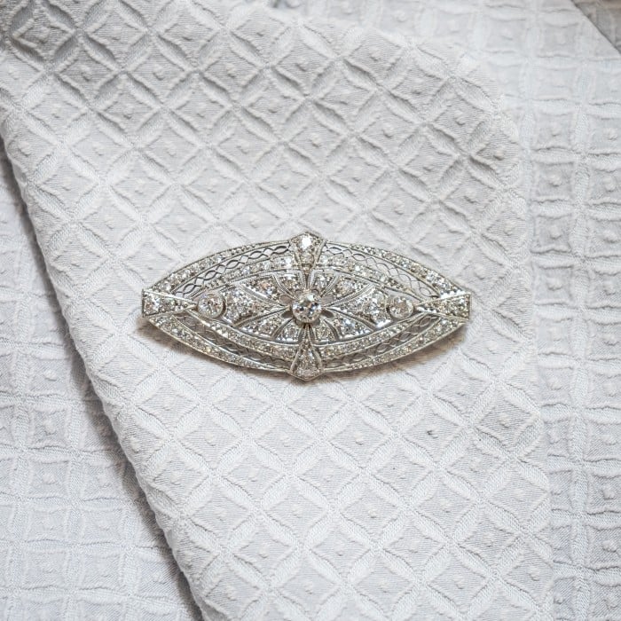 Art Deco Diamond and Platinum Brooch, Circa 1925