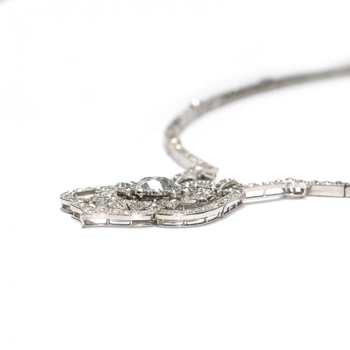 Art Deco Diamond and Platinum Necklace, Circa 1920 18.75 Carats