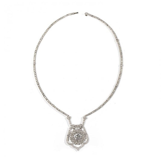 Art Deco Diamond and Platinum Necklace, Circa 1920 18.75 Carats