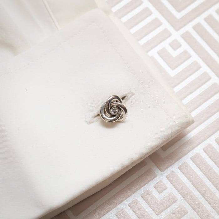 Art Deco French Diamond Platinum and Gold Knot Cufflinks, Circa 1935
