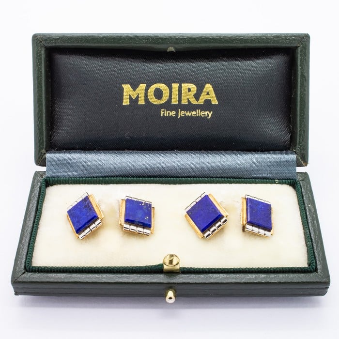 Art Deco Lapis Lazuli and Gold Cufflinks, Circa 1935