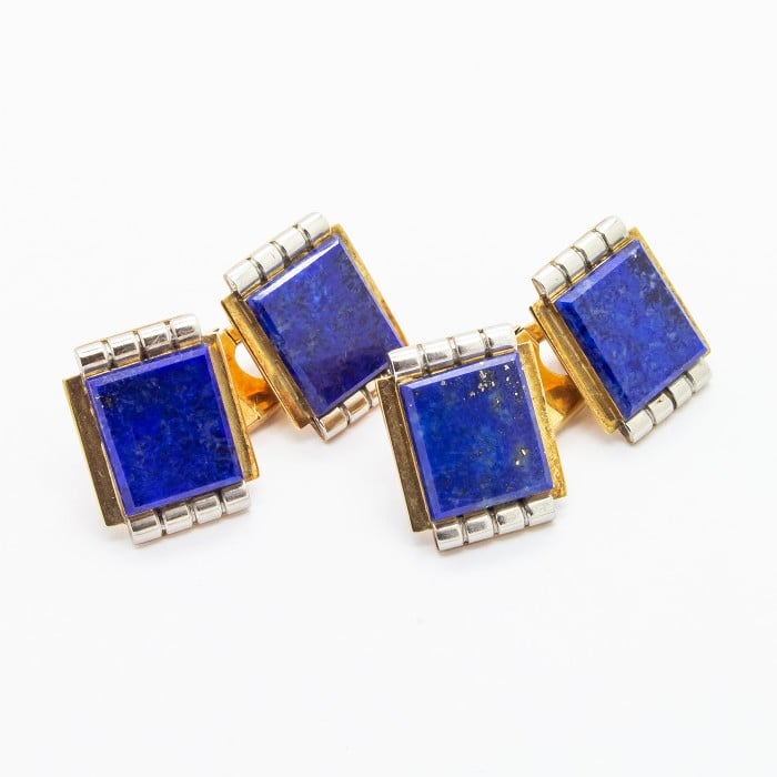 Art Deco Lapis Lazuli and Gold Cufflinks, Circa 1935