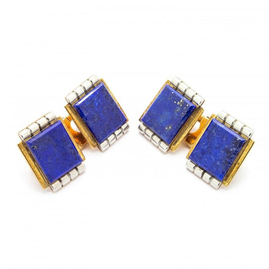 Art Deco Lapis Lazuli and Gold Cufflinks, Circa 1935