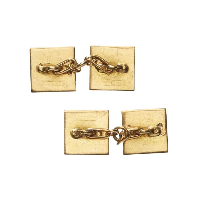 Art Deco Paul Brandt Enamel and Gold Cufflinks, Circa 1930