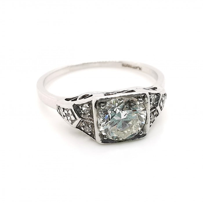 Art Deco Round Brilliant-Cut 0.80 Carat Diamond Platinum Ring, Circa 1935