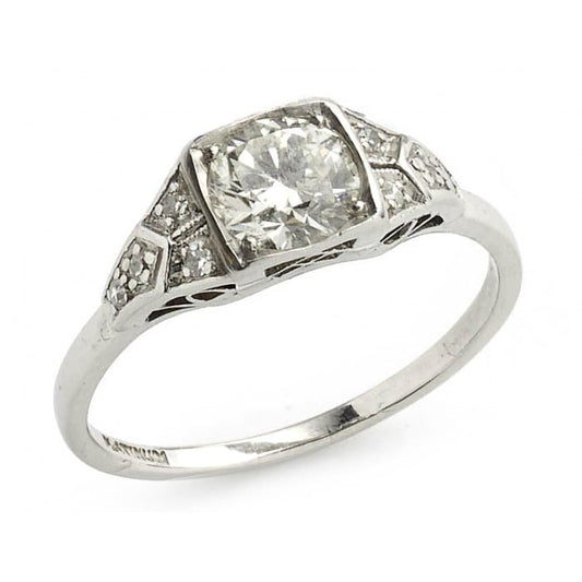 Art Deco Round Brilliant-Cut 0.80 Carat Diamond Platinum Ring, Circa 1935