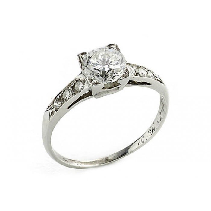 Art Deco Round Brilliant-Cut 1.01 Carat Diamond and Platinum Solitaire Ring, Circa 1934