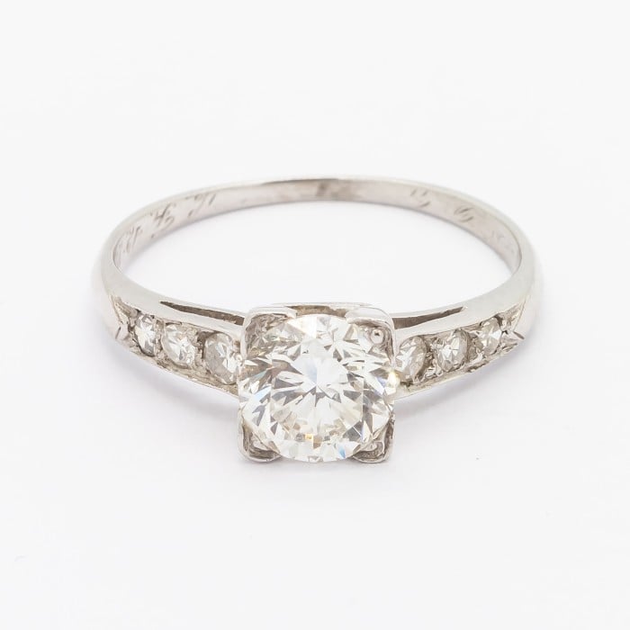 Art Deco Round Brilliant-Cut 1.01 Carat Diamond and Platinum Solitaire Ring, Circa 1934