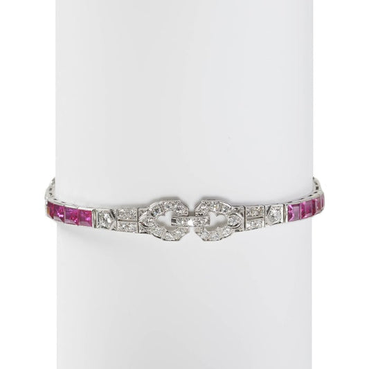 Art Deco Ruby Diamond and Platinum Bracelet, Circa 1935