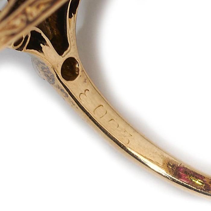 Art Deco Ruby, Diamond Gold and Platinum Plaque Ring, Circa 1920