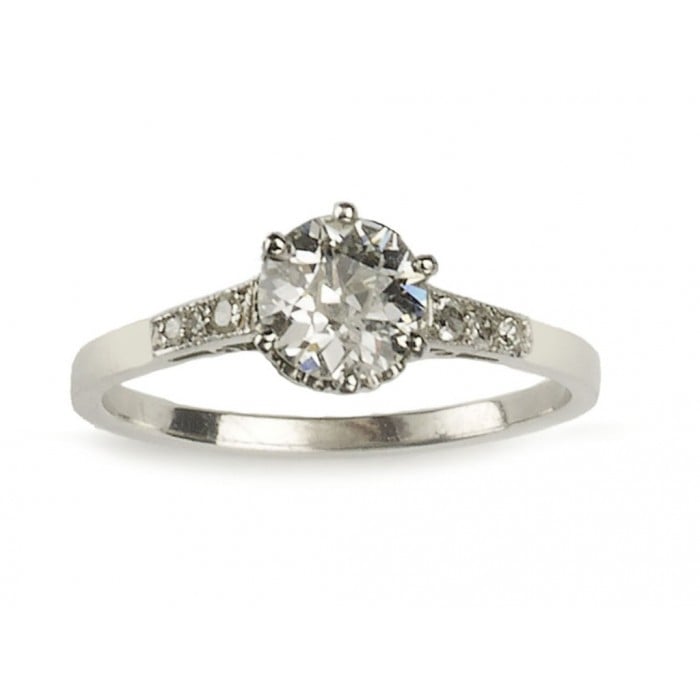 Art Deco Single Stone Diamond and Platinum Ring, 0.84ct, Circa 1930