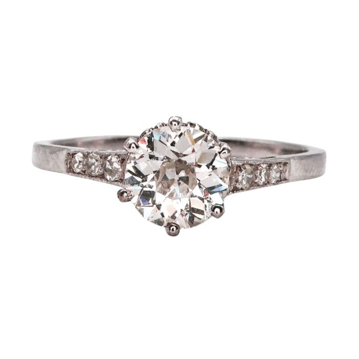 Art Deco Single Stone Diamond and Platinum Ring, 0.84ct, Circa 1930