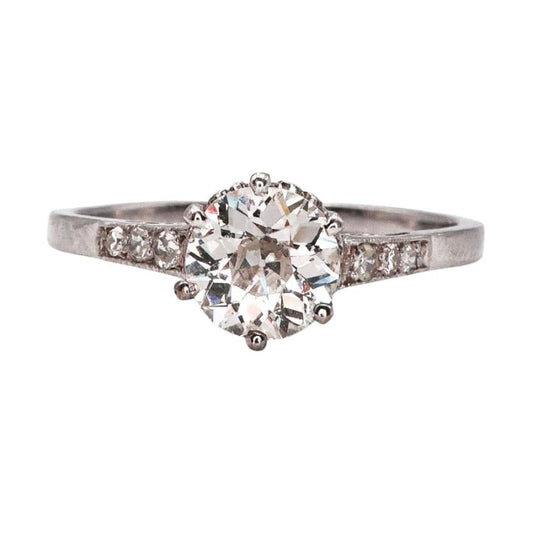 Art Deco Single Stone Diamond and Platinum Ring, 0.84ct, Circa 1930