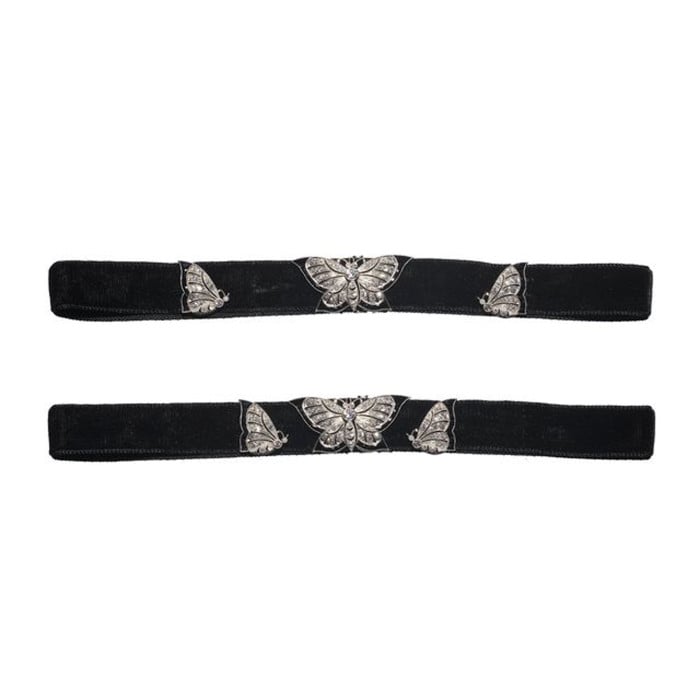 Art Deco Spaulding & Co. Diamond Black Onyx and Platinum Butterfly Choker, Circa 1925