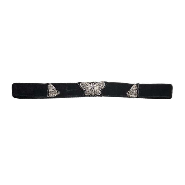 Art Deco Spaulding & Co. Diamond Black Onyx and Platinum Butterfly Choker, Circa 1925