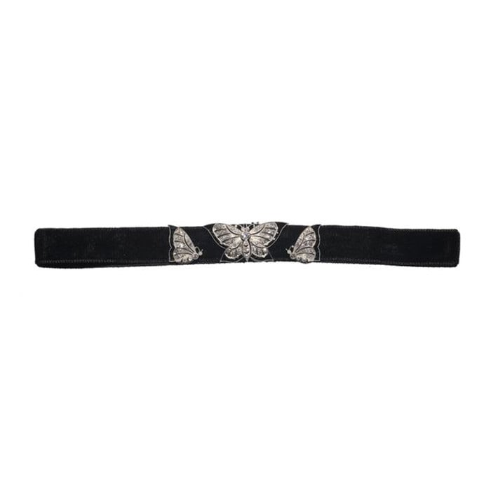 Art Deco Spaulding & Co. Diamond Black Onyx and Platinum Butterfly Choker, Circa 1925