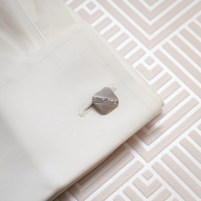 Art Deco Tiffany & Co. Platinum and Diamond Cufflinks, Circa 1920
