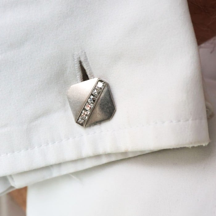 Art Deco Tiffany & Co. Platinum and Diamond Cufflinks, Circa 1920