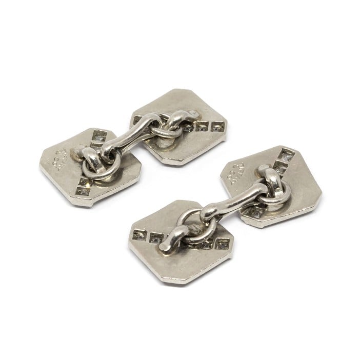 Art Deco Tiffany & Co. Platinum and Diamond Cufflinks, Circa 1920