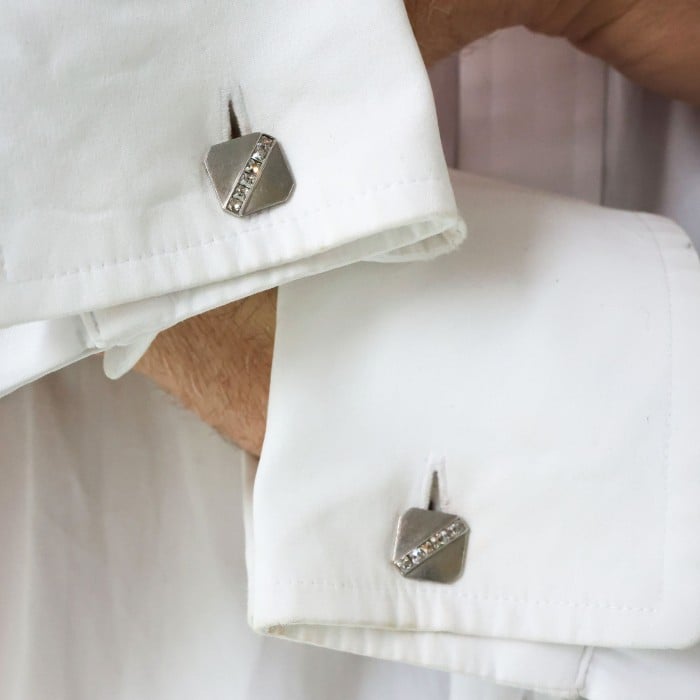 Art Deco Tiffany & Co. Platinum and Diamond Cufflinks, Circa 1920