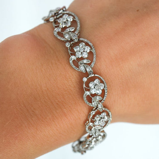 Art Nouveau Boucheron Diamond and Platinum Bracelet, Circa 1910, 6.50 Carats