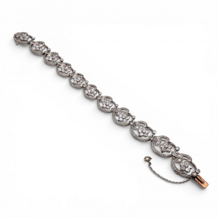 Art Nouveau Boucheron Diamond and Platinum Bracelet, Circa 1910, 6.50 Carats
